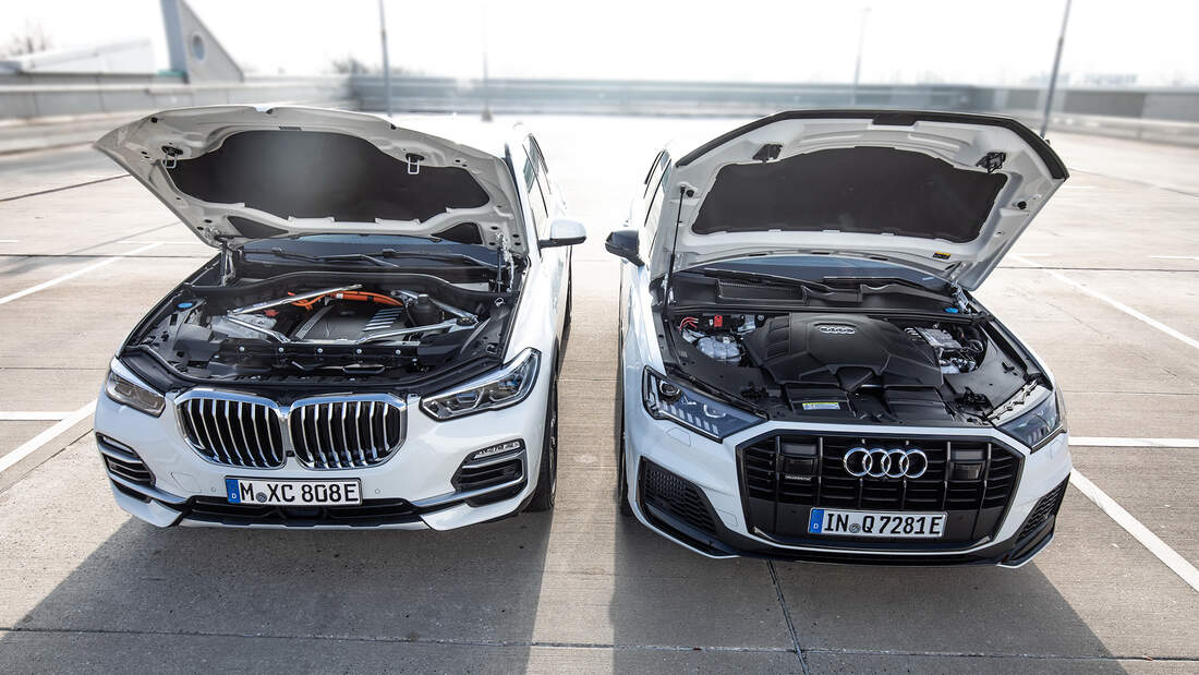 Audi Q7 60 TFSI e und BMW X5 45e im Test - auto motor und sport