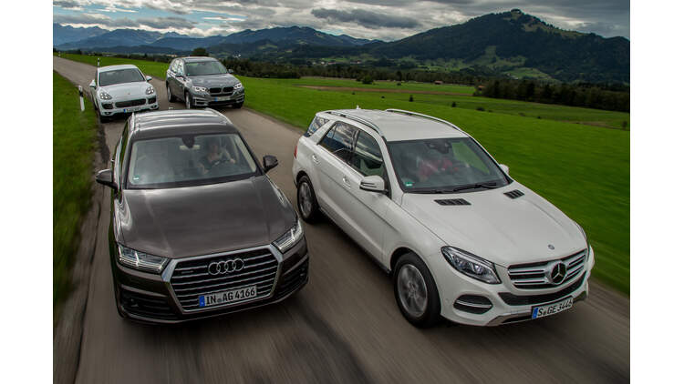 Audi Q7 Bmw X5 Mercedes Gle Und Porsche Cayenne Im Vergleich Auto Motor Und Sport