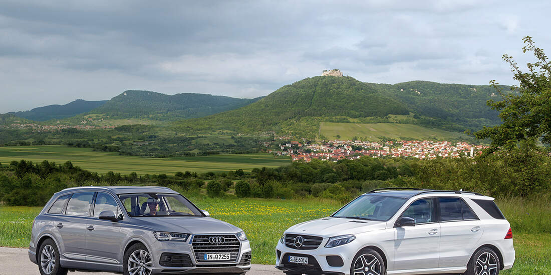 Audi Q7, Mercedes GLE, Seitenansicht