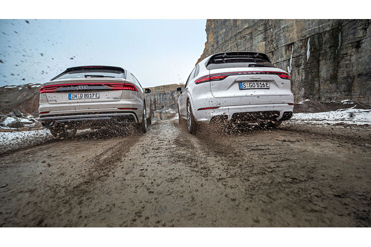 Audi Q8 60 TFSI e und Porsche Cayenne EHybrid im Test