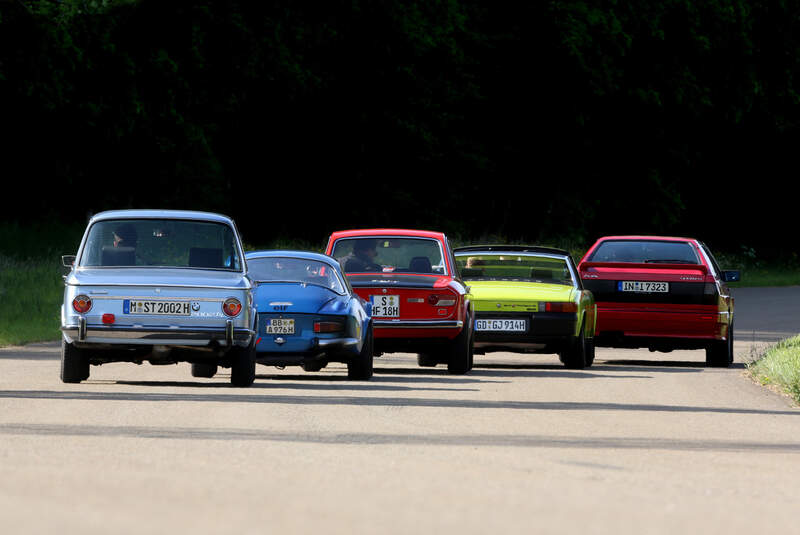 Audi Quattro, BMW 2002 tii, Lancia Fulvia Coupé, Renault Alpine A110, VW-Porsche 914