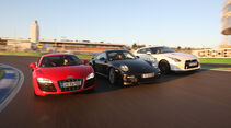 Audi R8 5.2 FSI Quattro, Nissan GT-R Black Edition, Porsche 911 Turbo PDK