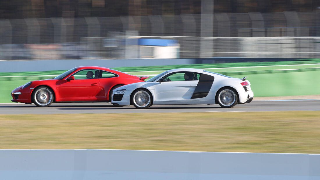 Audi R8 FSI Quattro, Porsche 911 Carrera 4S, Seitenansicht