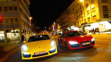 Audi R8 V10 5.2 FSI Quattro, Porsche 911 Turbo, Frontansicht