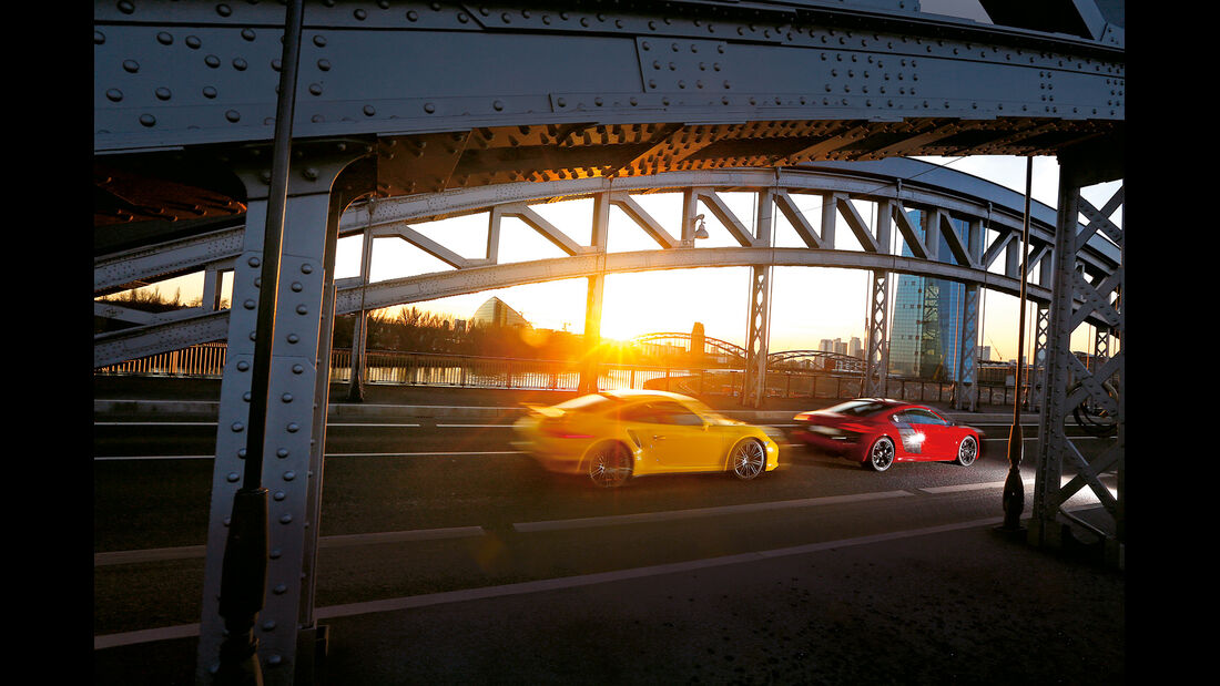 Audi R8 V10 5.2 FSI Quattro, Porsche 911 Turbo, Seitenansicht