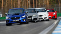 Audi RS 3 Sportback, BMW 335d xDrive, Porsche Boxster, Subaru WRX STI