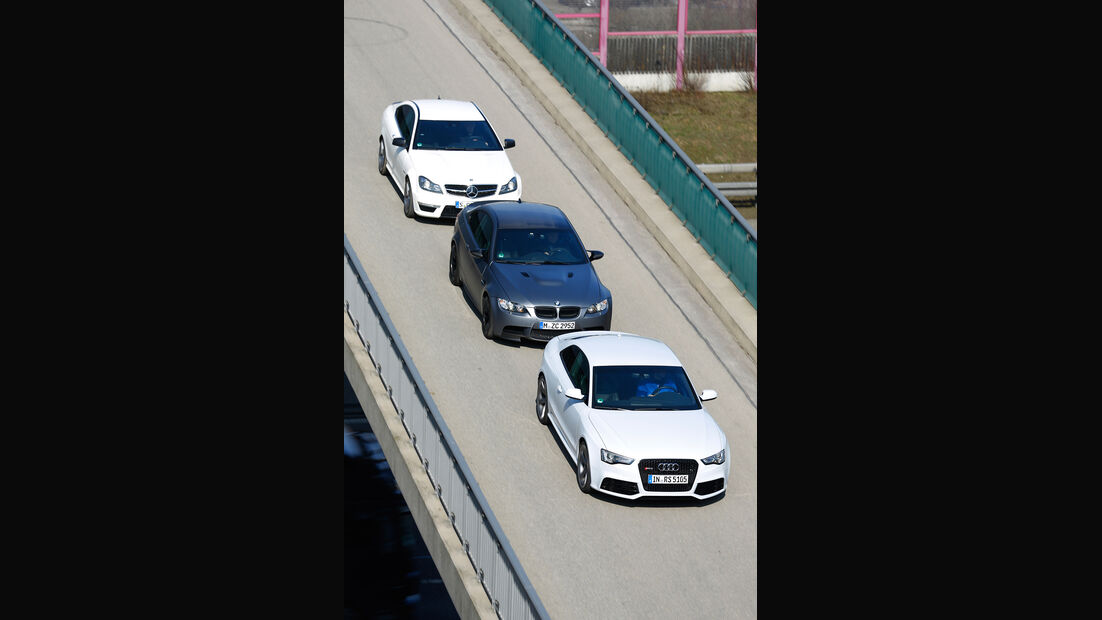 Audi RS 5, BMW M3, Mercedes C 63 AMG, Frontansicht