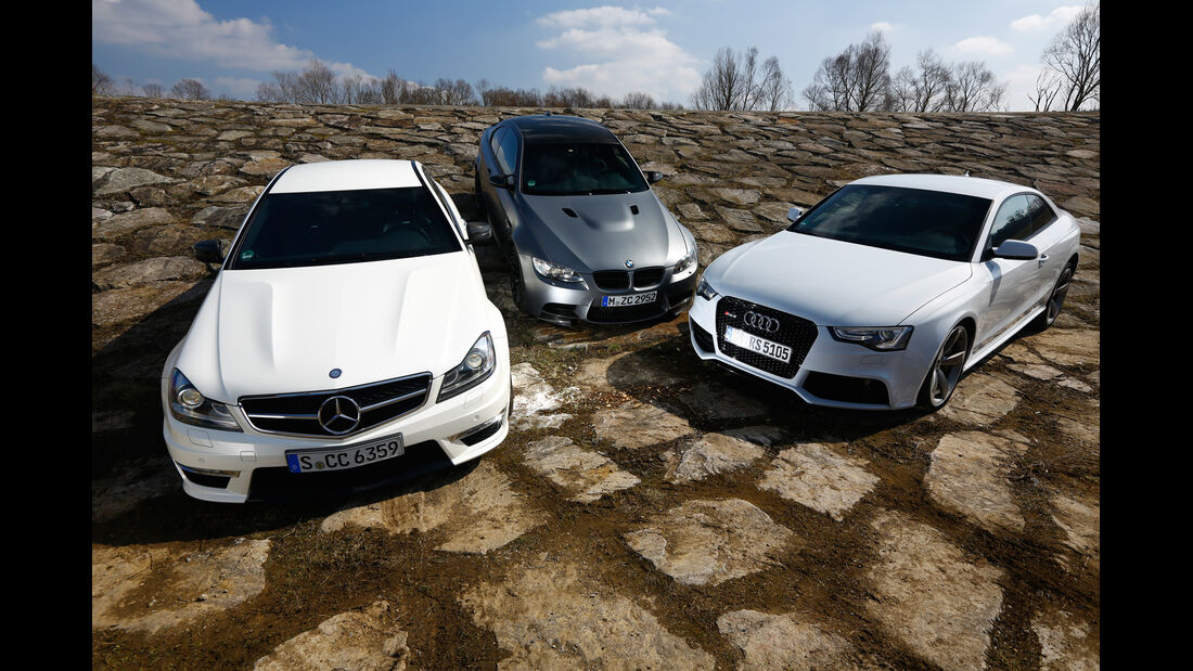 Audi RS 5, BMW M3, Mercedes C 63 AMG, Frontansicht