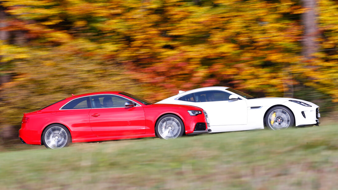 Audi RS5 Coupé, Jaguar F-Type S Coupé, Seitenansicht