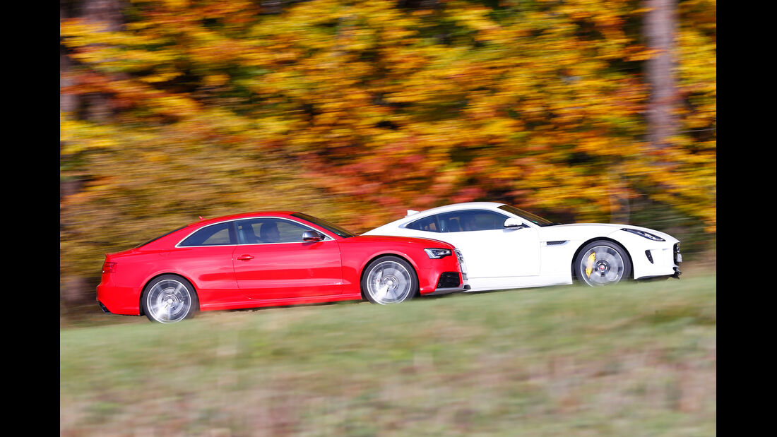 Audi RS5 Coupé, Jaguar F-Type S Coupé, Seitenansicht
