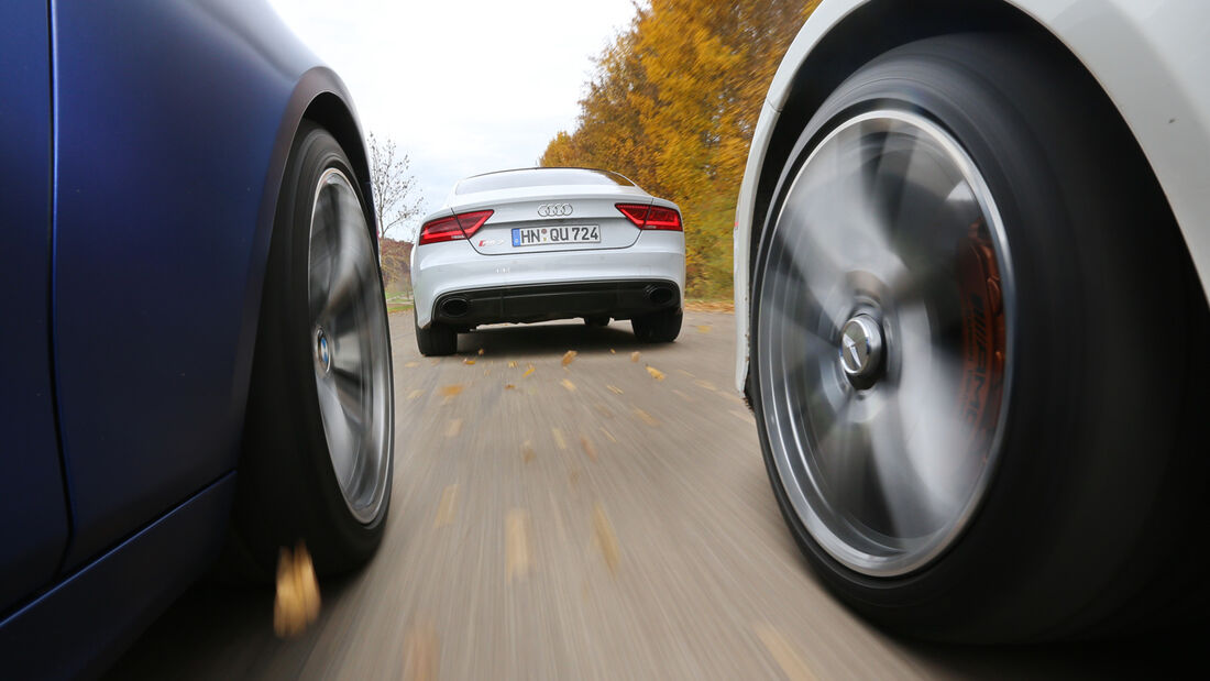 Audi RS7, BMW M5, Mercedes E 63 AMG S, Fahrt