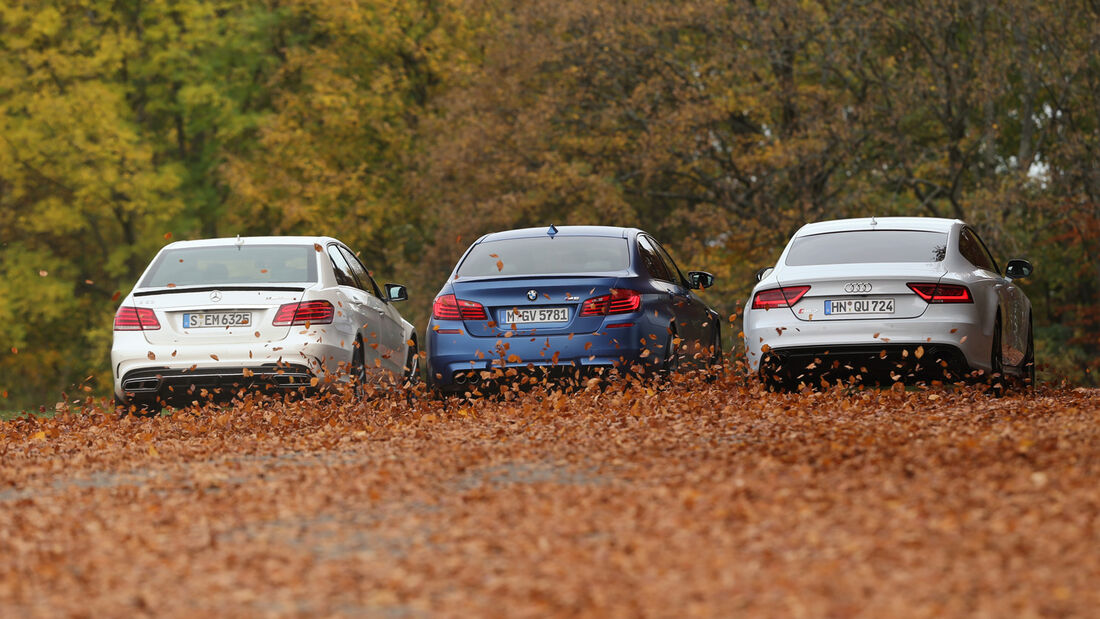 Audi RS7, BMW M5, Mercedes E 63 AMG S, Heckansicht