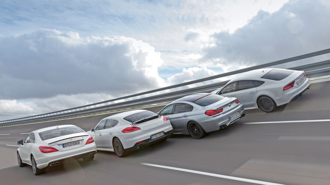 Audi RS7, BMW M6 Gran Coupé, Mercedes CLS 63 AMG S, Porsche Panamera