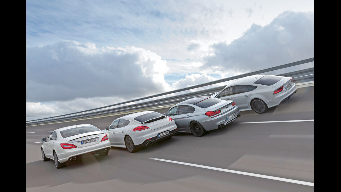 Audi RS7, BMW M6 Gran Coupé, Mercedes CLS 63 AMG S, Porsche Panamera
