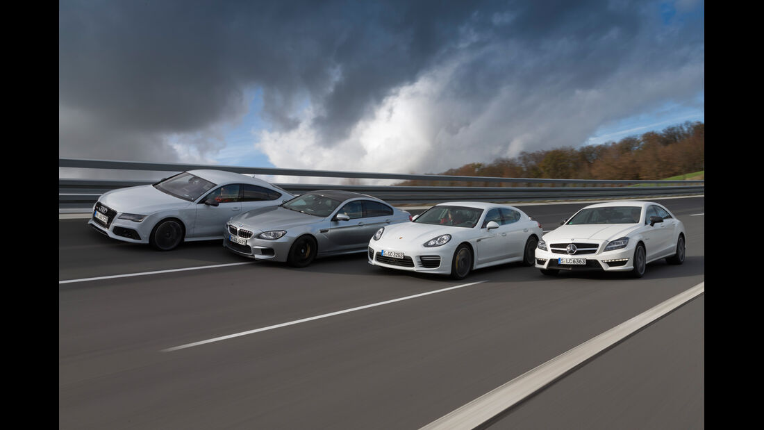 Audi RS7, BMW M6 Gran Coupé, Mercedes CLS 63 AMG S, Porsche Panamera