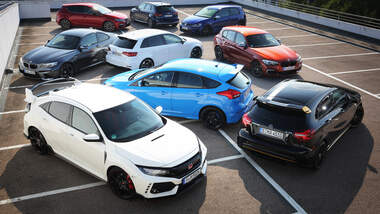 Audi S3 Sportback, Audi RS 3 Sportback, BMW M140i, BMW M2 Coupé, Ford Focus RS, Honda Civic Type R, Mercedes-AMG A 45, Seat Leon Cupra 300, VW Golf R, Exterieur