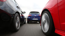 Audi S3 Sportback, BMW M135i xDrive, VW Golf R, Heckansicht