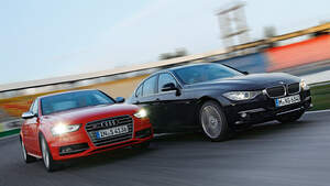 Audi S4 3.0 TFSI, BMW 335i x-Drive Luxury Line, Frontansicht
