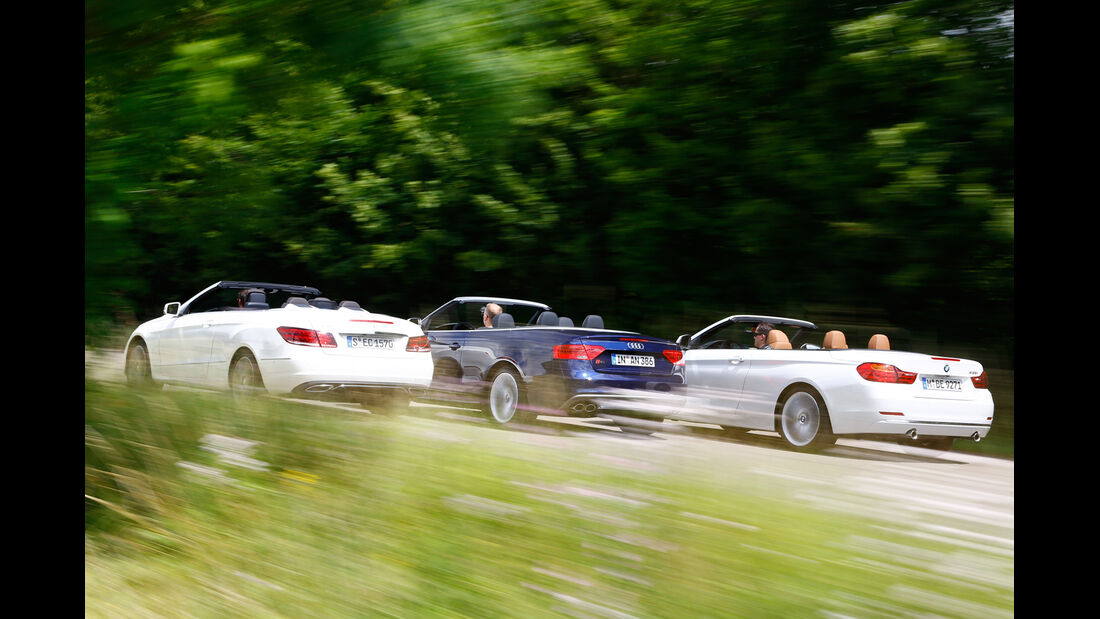 Audi S5 Cabrio, BMW 435i Cabrio, Mercedes E 400 Cabrio, Heckansicht