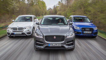 Audi SQ5 3.0 TDI, BMW X4 xDrive 35d, Jaguar F-Pace 30d 