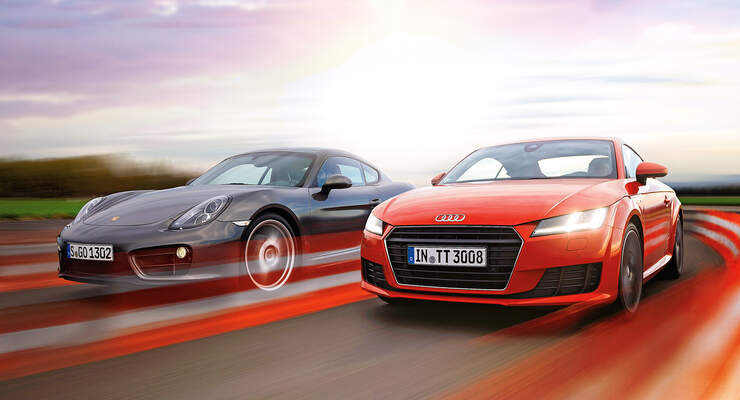 Audi TT Coupé 2.0 TFSI, Porsche Cayman, Frontansicht