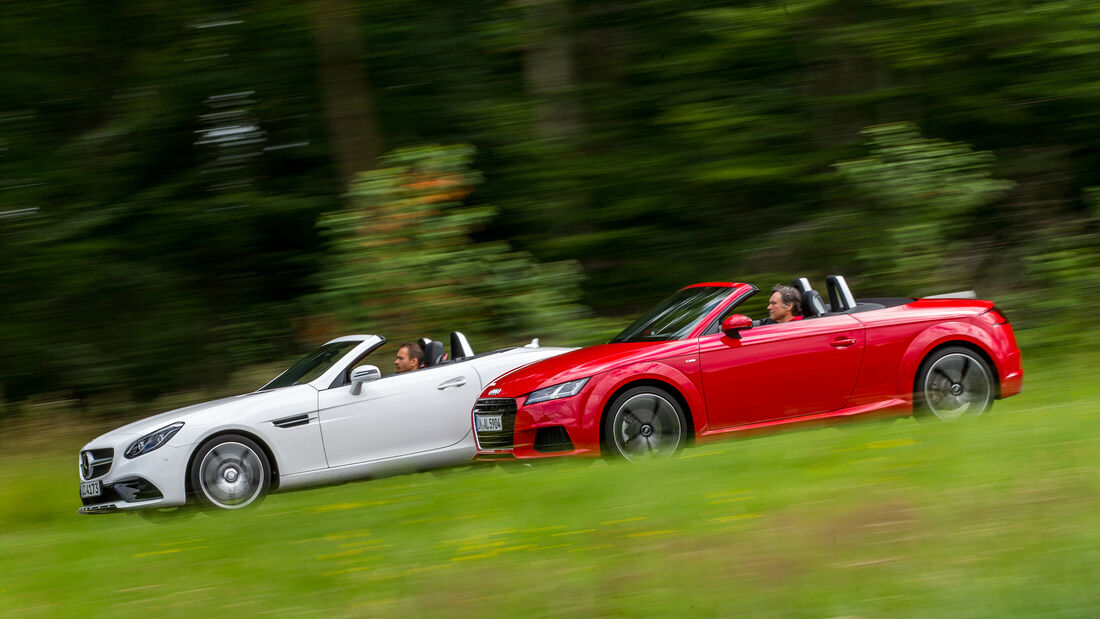 Audi TT Roadster 2.0 TFSI, Mercedes SLC 300, Seitenansicht