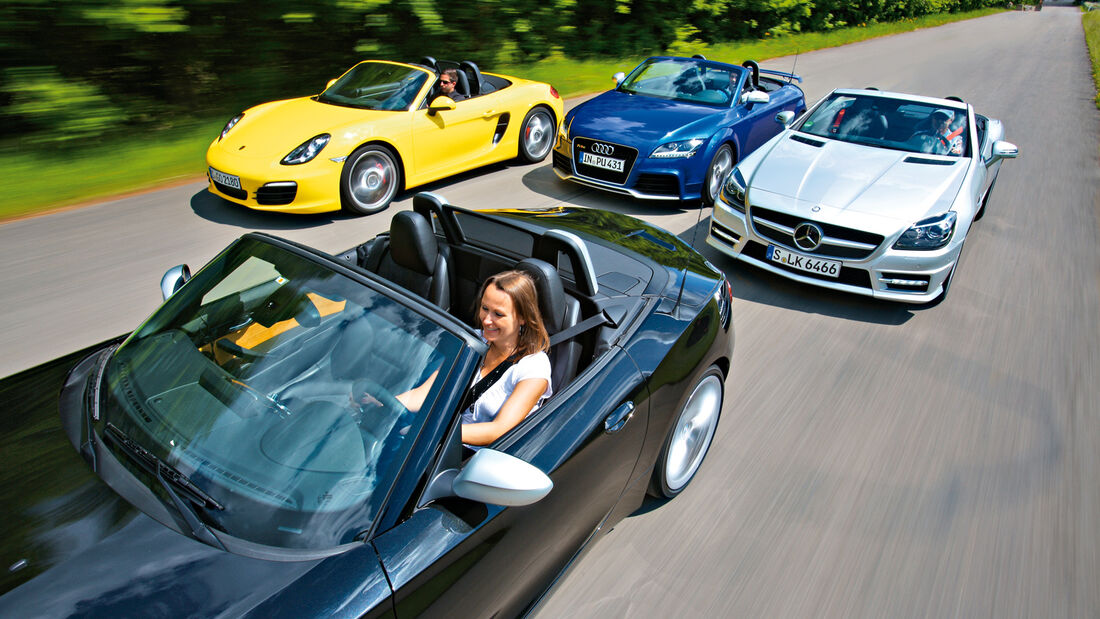 Audi TT Roadster, BMW Z4, Mercedes SLK, Porsche Boxster, Frontansicht