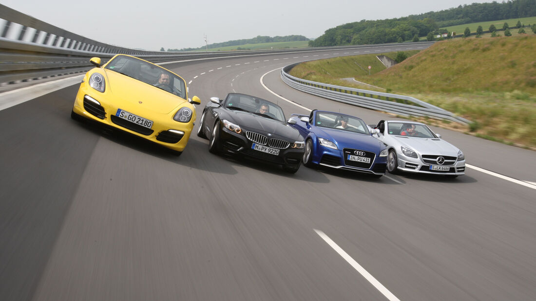 Audi TT Roadster, BMW Z4, Mercedes SLK, Porsche Boxster, Frontansicht