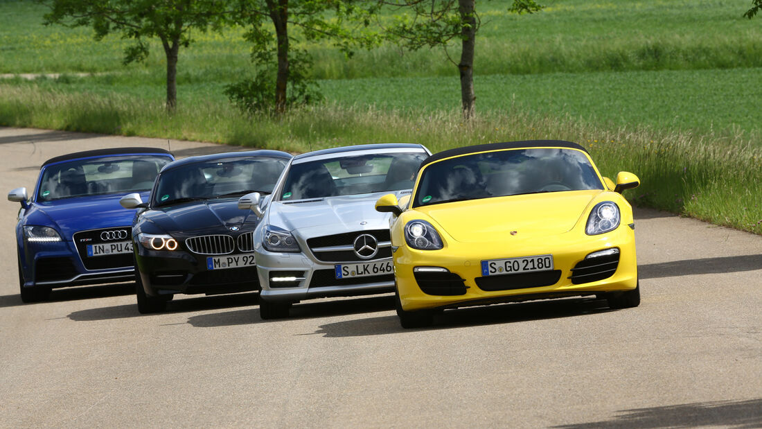 Audi TT Roadster, BMW Z4, Mercedes SLK, Porsche Boxster, Frontansicht