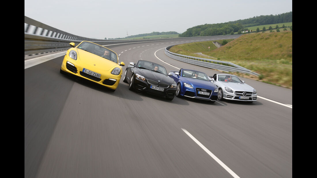 Audi TT Roadster, BMW Z4, Mercedes SLK, Porsche Boxster, Frontansicht