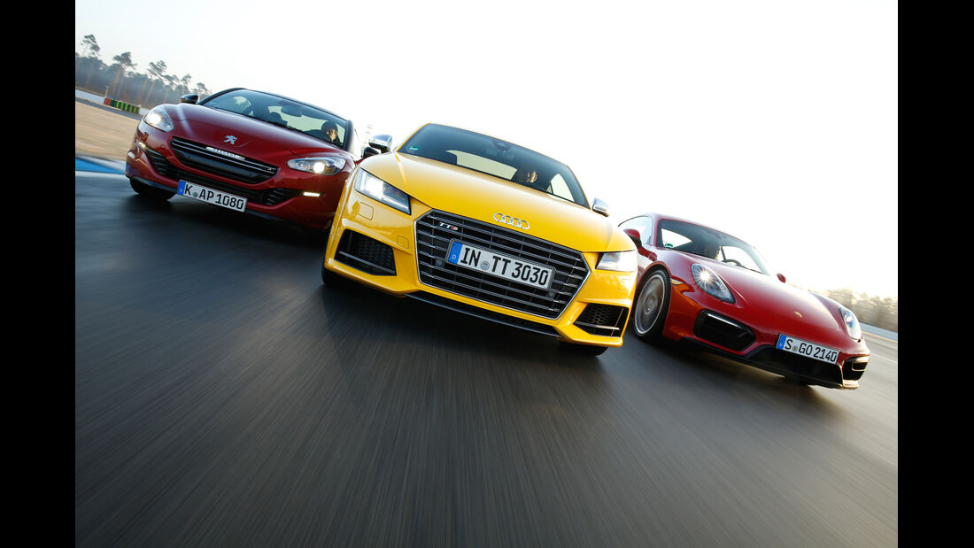 Audi TTS, Peugeot RCZ R, Porsche Cayman GTS, Frontansicht