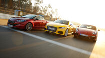 Audi TTS, Peugeot RCZ R, Porsche Cayman GTS, Frontansicht