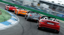 Audi TTS Roadster, Mercedes SLK 350, Nissan 370Z Roadster, Porsche Boxster S, Heckansicht