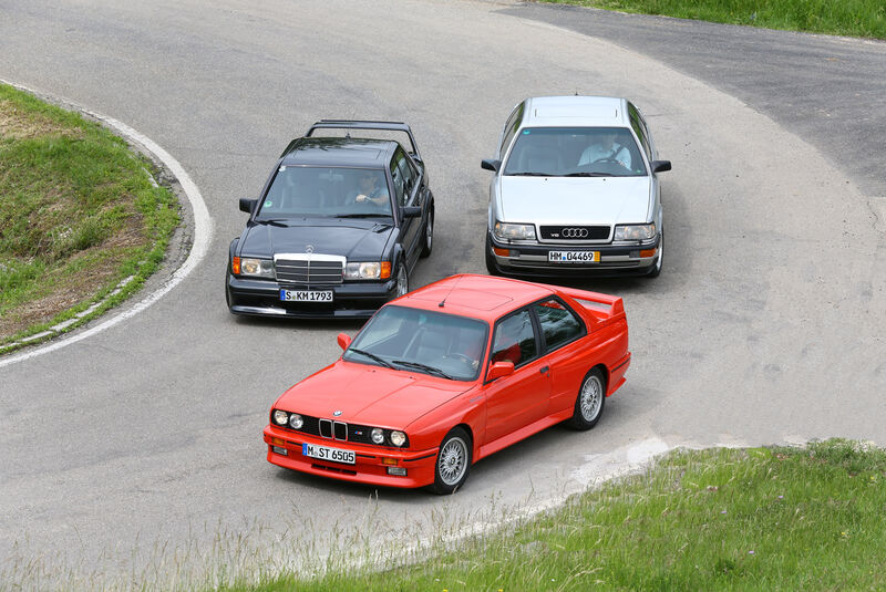 Audi V8, BMW M 3, Mercedes 190 E 2.5-16 Evo II, Frontansicht