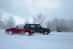 Austin Sprite und Range Rover Vogue