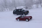 Austin Sprite und Range Rover Vogue