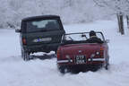 Austin Sprite und Range Rover Vogue
