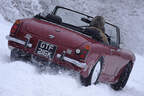 Austin Sprite und Range Rover Vogue