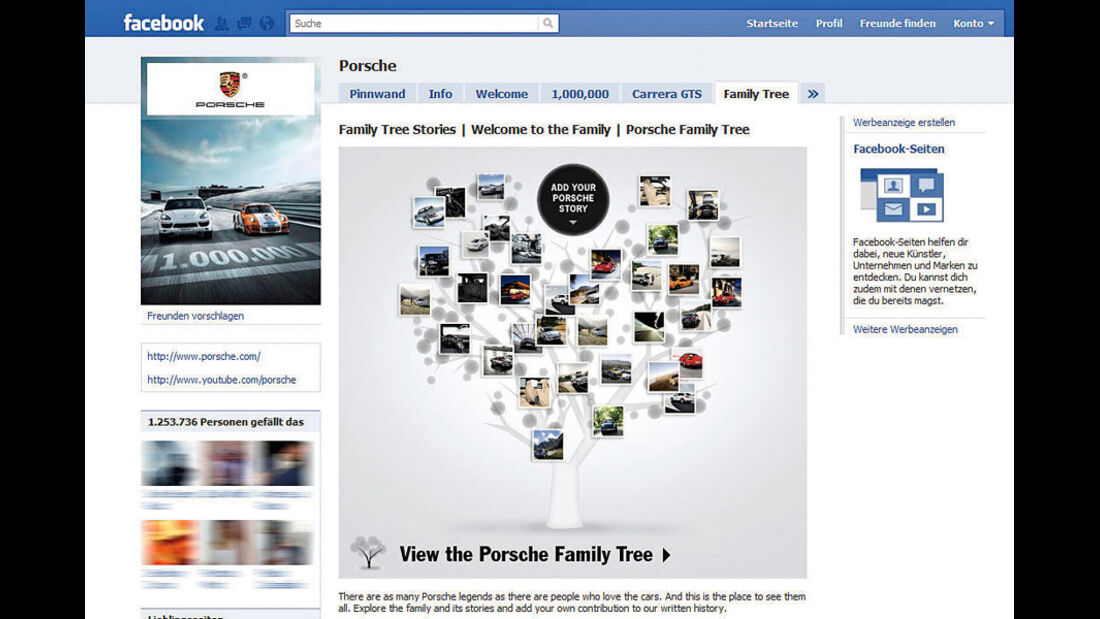 Autohersteller auf Facebook, Porsche