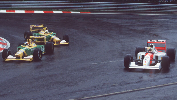 Ayrton Senna - Michael Schumacher - Martin Brundle - McLaren-Honda - Benetton-Ford - GP Belgien 1992 - Spa