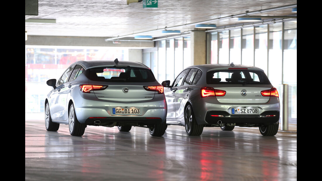 BMW 118d, Opel Astra 1.6 Biturbo CDTI, Heckansicht