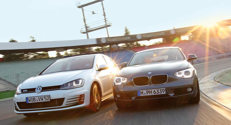 BMW 120d, VW Golf GTD, Frontansicht