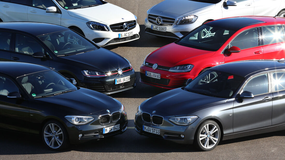 BMW 125i, Mercedes A 250, VW Golf GTI Performance, VW Golf GTD, Mercedes A 220 CDI, BMW 125d