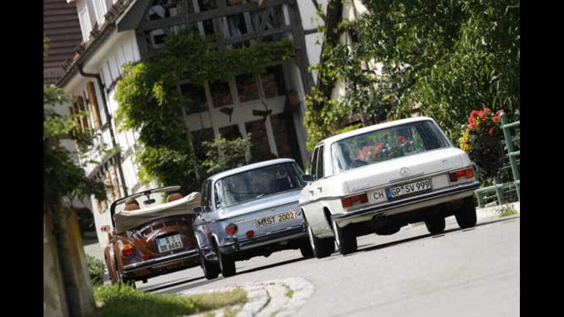 BMW 2002 tii, Mercedes-Benz 280 E, VW 1303 Cabriolet