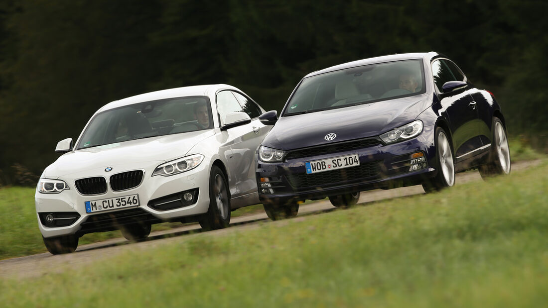 BMW 220i, VW Scirocco 2.0 TSI, Frontansicht