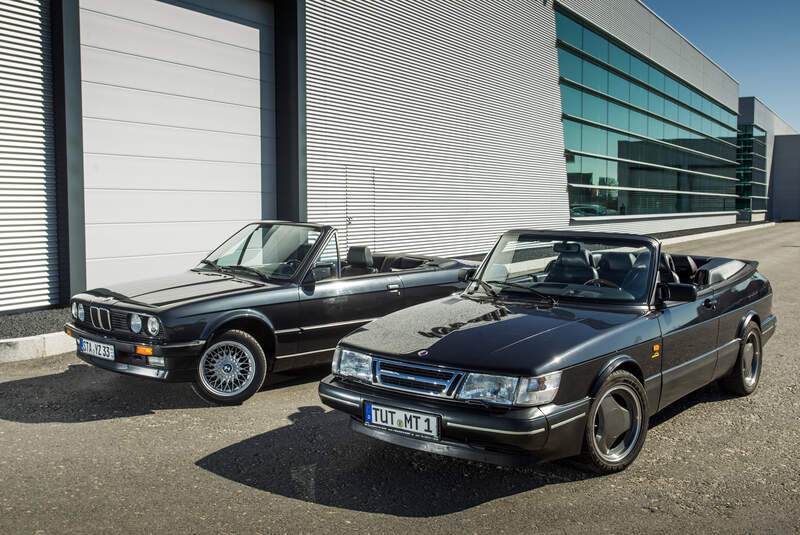 BMW 320i Cabrio, Saab 900 S Cabrio, Seitenansicht