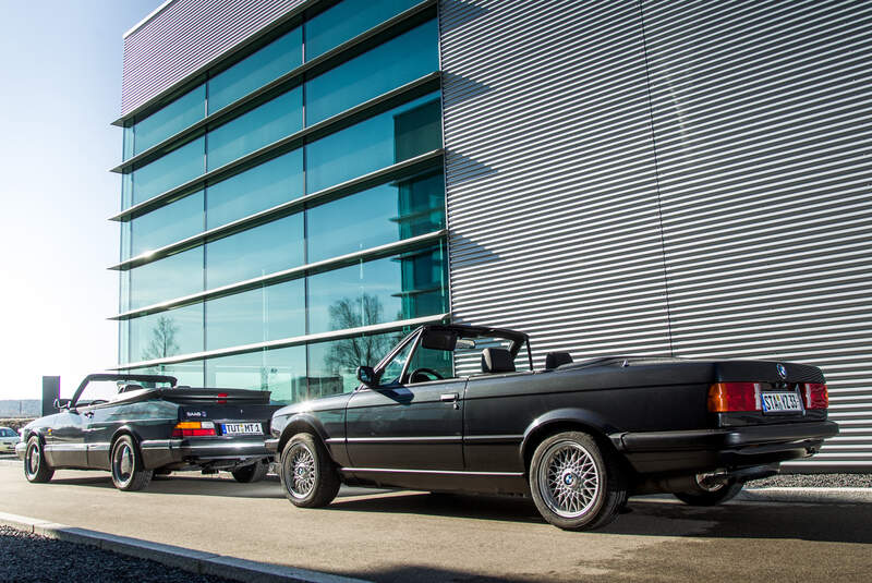 BMW 320i Cabrio, Saab 900 S Cabrio, Seitenansicht