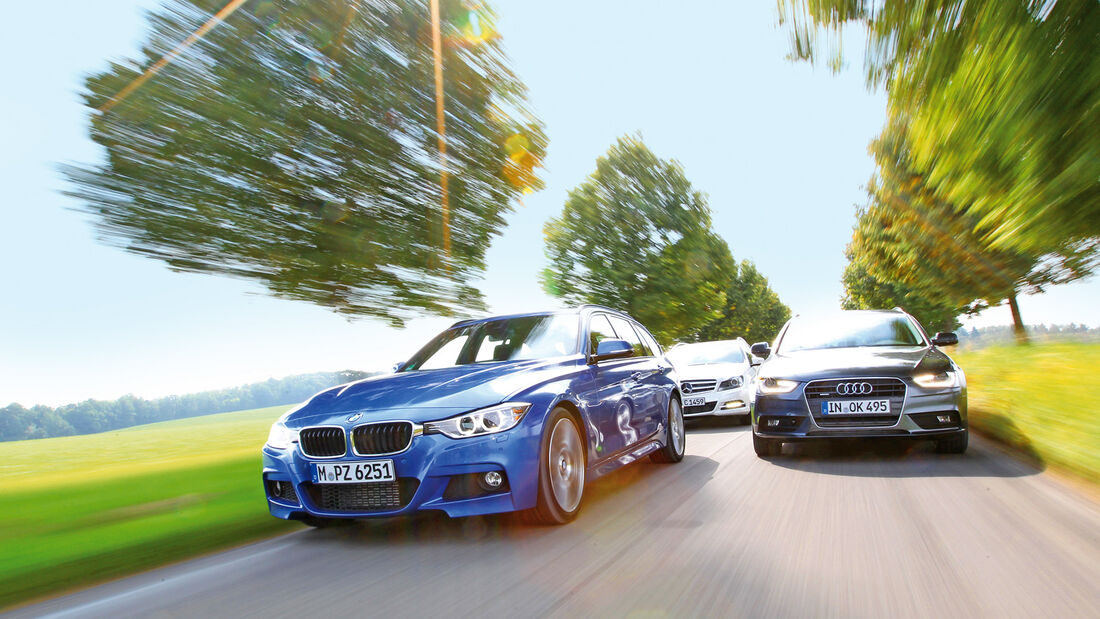 BMW 330d Touring, Mercedes C 350 CDi T, Audi A4 Avant 3.0 Quattro, Frontansicht