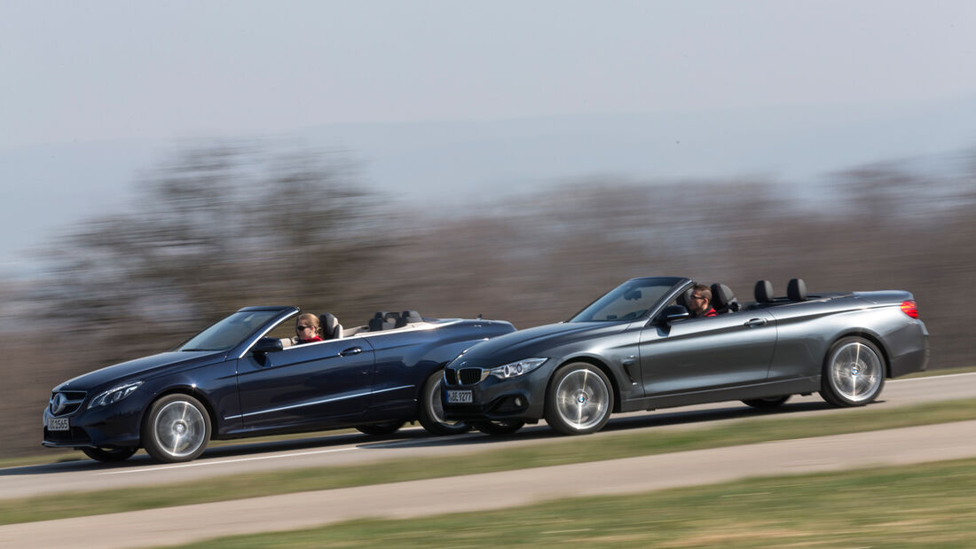 BMW 428i Cabrio, Mercedes E 300 Cabrio, Seitenansicht