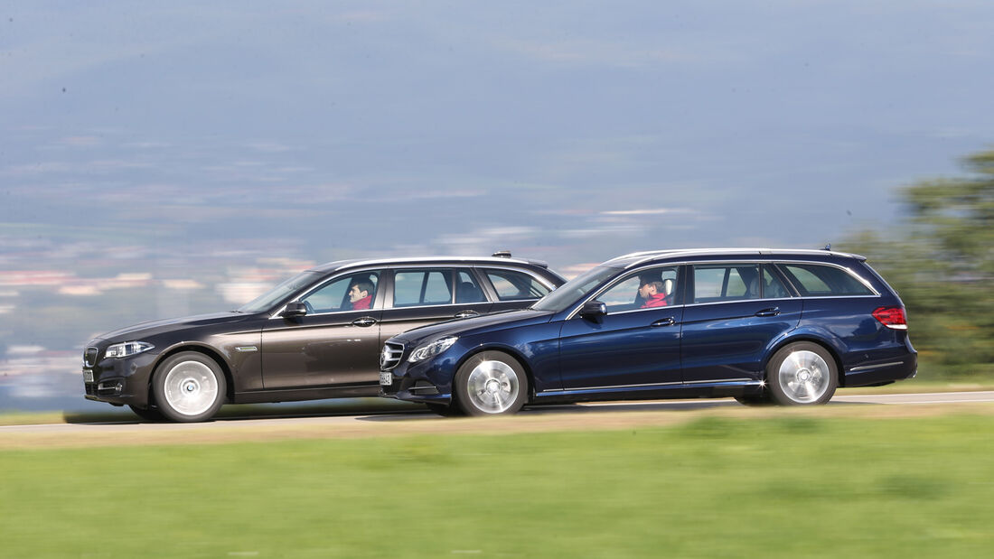 BMW 518d Touring, Mercedes E 200 CDI T, Seitenansicht